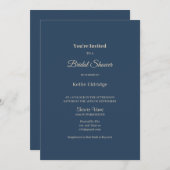 クラシックブルーミニマモダンリストブライダルシャワー 招待状 (正面/裏面)