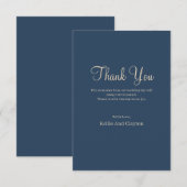クラシックブルーモダンミニマ結婚リスト サンキューカード (正面/裏面)