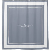 クラシックブルーモノグラム署名シャワーカーテン シャワーカーテン (正面)