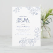 クラシックブルーライン描フローラブライダルシャワー 招待状 (スタンド正面)