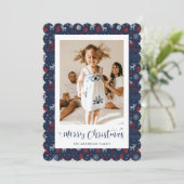 クラシックブルーレッド写真メリークリスマスカード シーズンカード (スタンド正面)