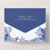 クラシックブルーロータスフローラチエレガントノイスリーシック オールインワン招待状 (裏面)