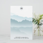 クラシックブルーローリングマウンテンズバックグラウンド 便箋 (スタンド正面)
