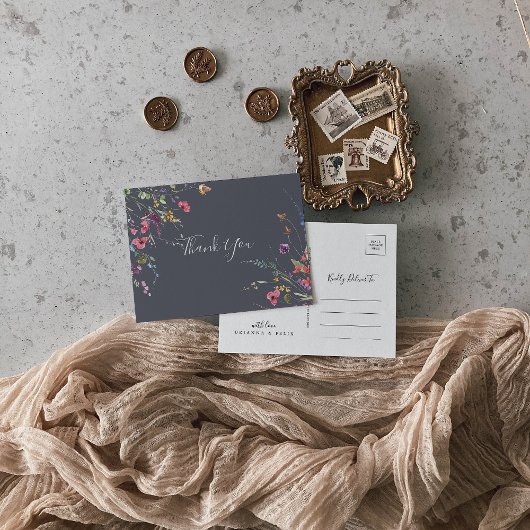 クラシックブルーワイルドフローラありがとう ポストカード