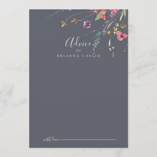 クラシックブルーワイルドフローラの結婚アドバイスカード アドバイスカード (正面)