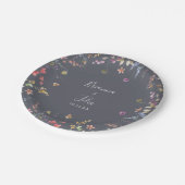 クラシックブルーワイルドフローラ結婚ズケーキ ペーパープレート (アングル)