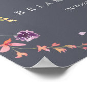 クラシックブルーワイルドフローラ結婚ズ歓迎 ポスター (角)