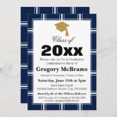 クラシックブルー卒業パーティー 招待状 (正面/裏面)