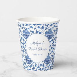 クラシックブルー及びホワイトウォーターブライダルシャワー 紙コップ