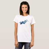 クラシックブルー抽象的な鳥のカスタムデザイン Tシャツ (正面フル)