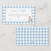 クラシックブルー格子付きロッキング馬おむつラッフル エンクロージャーカード (正面/裏面)