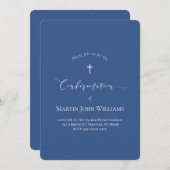 クラシックブルー確認少年 招待状 (正面/裏面)