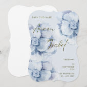 クラシックブルー結婚式招待状 (正面/裏面)