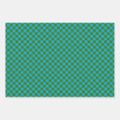 クラシックブルー、ダークグリーン格子縞 ラッピングペーパーシート (正面2)