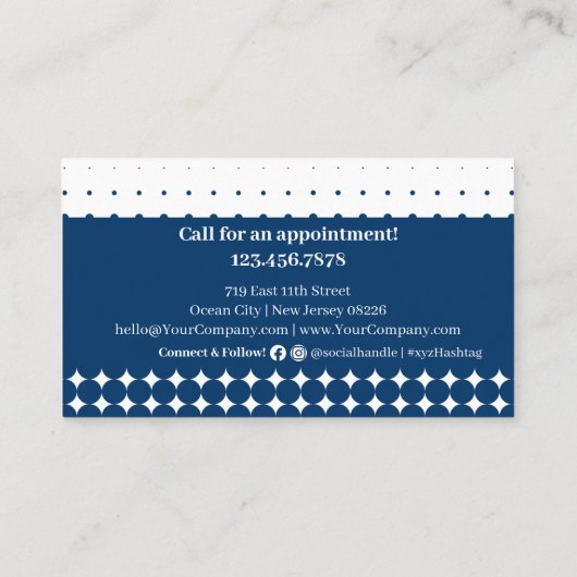 クラシックブルー&ホワイトのロゴソーシャルメディア ロイヤリティカード (裏面)