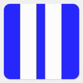 クラシックブルー&ホワイトレトロカーレースストライプズ スクエアシール (正面)