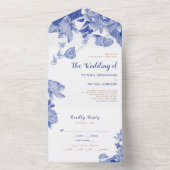 クラシックブルー&ホワイトロータスフローラチノワセリー オールインワン招待状 (内側)