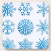 クラシックブルー&ホワイト雪片クリスマス コースター (正面)