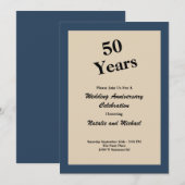 クラシックブルー 50周年 結婚記念日 招待状 (正面/裏面)