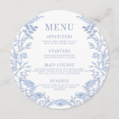 クラシックブルーchinoiserieの結婚ラウンドフラットメニュー メニュー (正面)