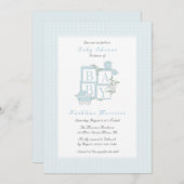 クラシックブロックとキャリッジベビーシャワー招待状 招待状 (正面/裏面)