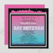 クラシックブロードウェイバルミツワー招待状 – レインボー1 招待状 (正面/裏面)