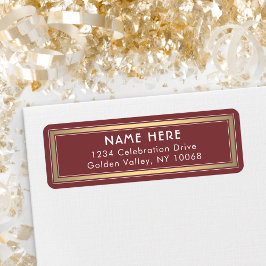 クラシックブ縁どルグンディ金ゴールドホワイト差出人住所 ラベル