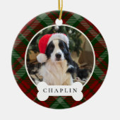 クラシックプパーソナライズされたライドペット犬の写真と名前 セラミックオーナメント (正面)