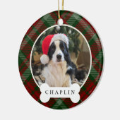 クラシックプパーソナライズされたライドペット犬の写真と名前 セラミックオーナメント (左)