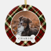 クラシックプパーソナライズされたライドペット犬の写真と名前 セラミックオーナメント (正面)