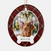 クラシックプパーソナライズされたライドペット犬の写真と名前 セラミックオーナメント (左)