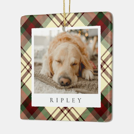 クラシックプパーソナライズされたライド犬の写真 セラミックオーナメント (左)