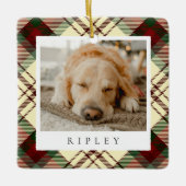 クラシックプパーソナライズされたライド犬の写真 セラミックオーナメント (正面)