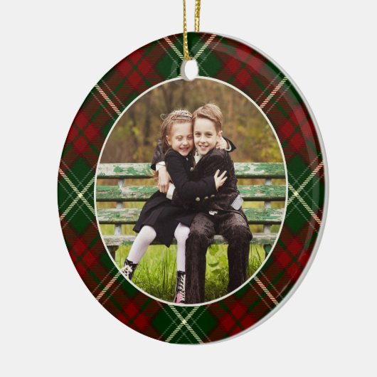 クラシックプライド両面フォトクリスマス セラミックオーナメント (左)