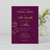 クラシックプラムパープル&ゴールドフォイル結婚式招待状 箔招待状 (立ち正面)