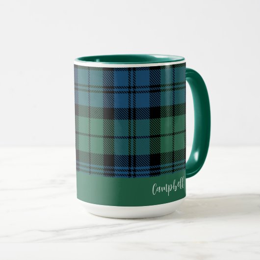 クラシックプレイドカスタムスクリプトタータンチェック マグカップ (正面右)