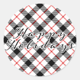 クラシックプレイドクリスマスハッピーホリデーズシール ラウンドシール
