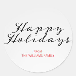 クラシックプレイドクリスマスハッピーホリデーズシール ラウンドシール