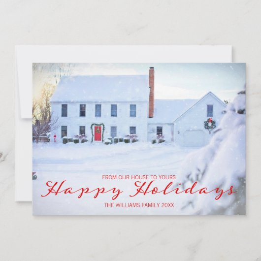 クラシックプレイドクリスマスハッピーホリデーズフォトカード シーズンカード (正面)