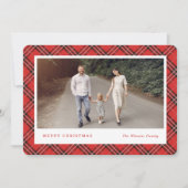 クラシックプレイド編集可能カラーホリデーフォトカード シーズンカード (正面)