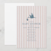 クラシックプレッピー シアサッカー ストライプ ガール ベイビーシャワー 招待状 (正面/裏面)