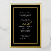 クラシックプレミアムブラックフォーマル金ゴールド結婚フレーム 箔招待状 (正面)