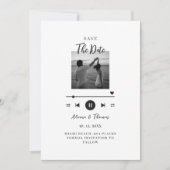 クラシックプレーヤーのモノクロ写真 セーブ・ザ・デート 招待状 (正面)