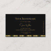クラシックプレーン黒と金ゴールドとロゴ付きスタイリッシュ 名刺 (裏面)