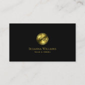 クラシックプレーン黒と金ゴールドとロゴ付きスタイリッシュ 名刺 (正面)