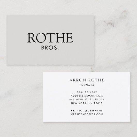 クラシックプロフェッショナルエレガントトゥーペグレイ 名刺 (正面/裏面)