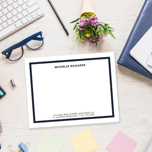 クラシックプロフェッショナルネイビー縁どブ文具 ノートカード