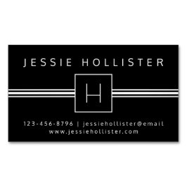 クラシックプロフェッショナルモダンモノグラムブラック&ホワイト マグネット名刺