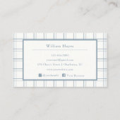 クラシックプロフェッショナル格子模様メンズブルー 名刺 (裏面)