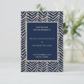 クラシックヘリンボーンウェディング日付カードを保存 セーブザデート (スタンド正面)